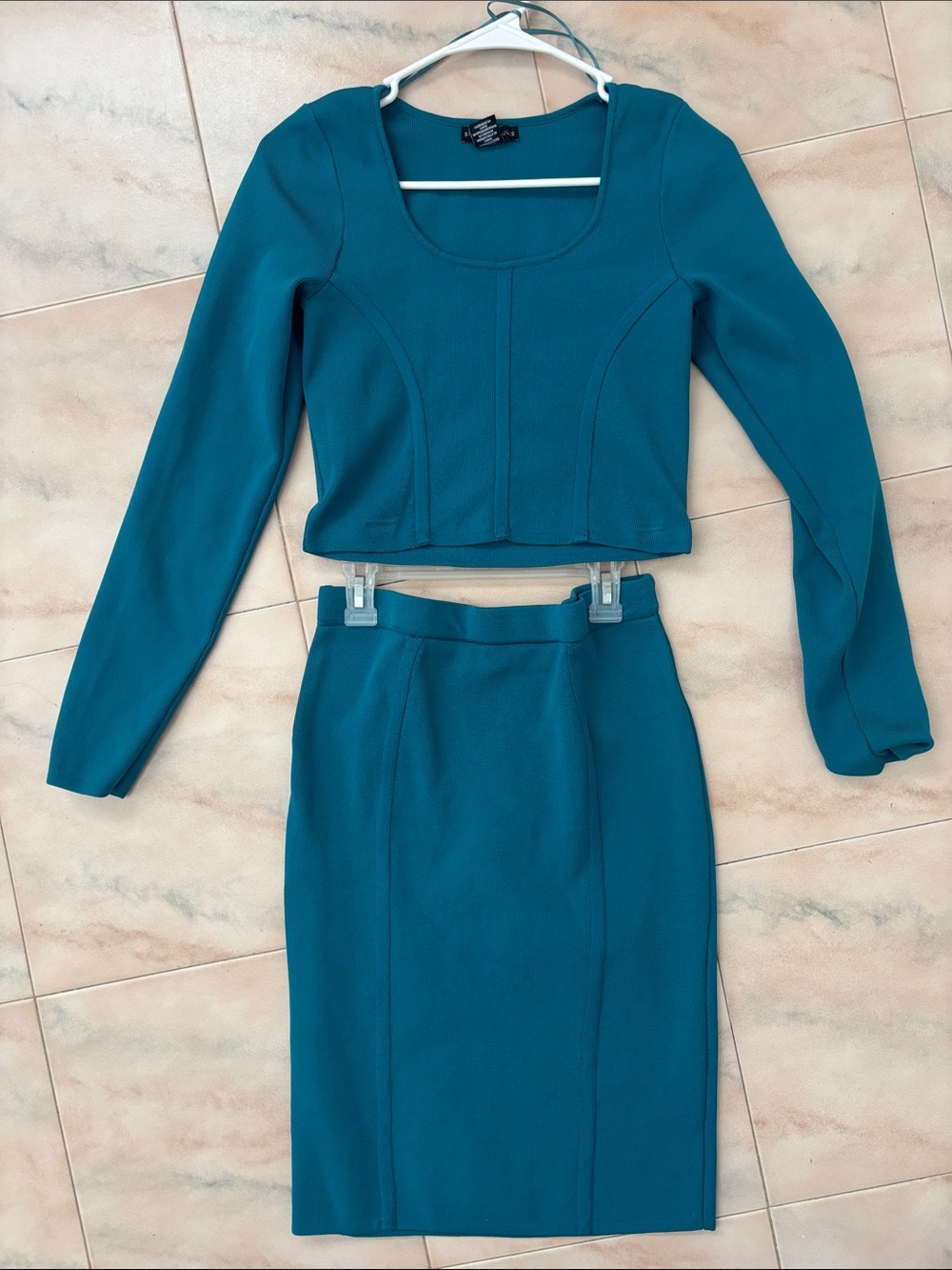 Teal Two-Piece Pencil Skirt Set - Women